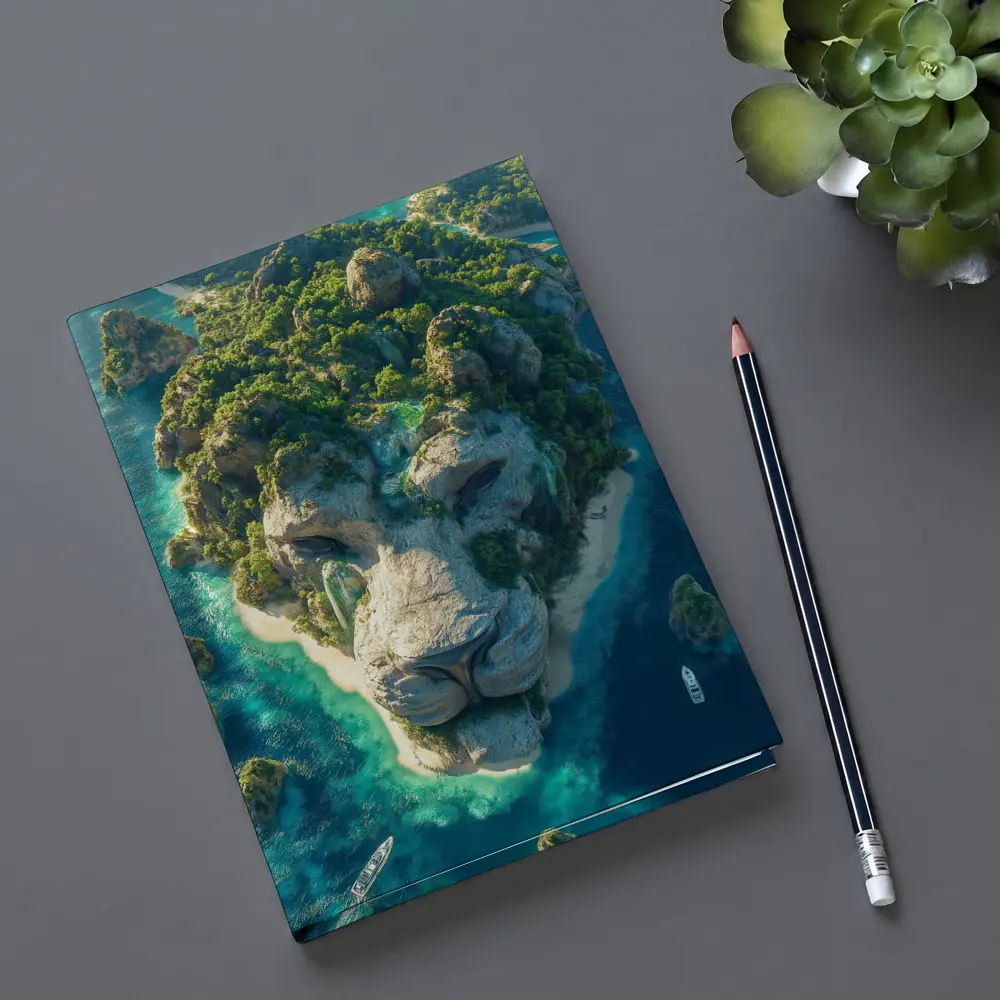 Lion Face Island Aerial Tropical Ocean View – Notebooks