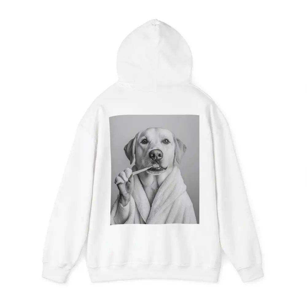 Labrador Dog Brushing Teeth Black White – Hoodies