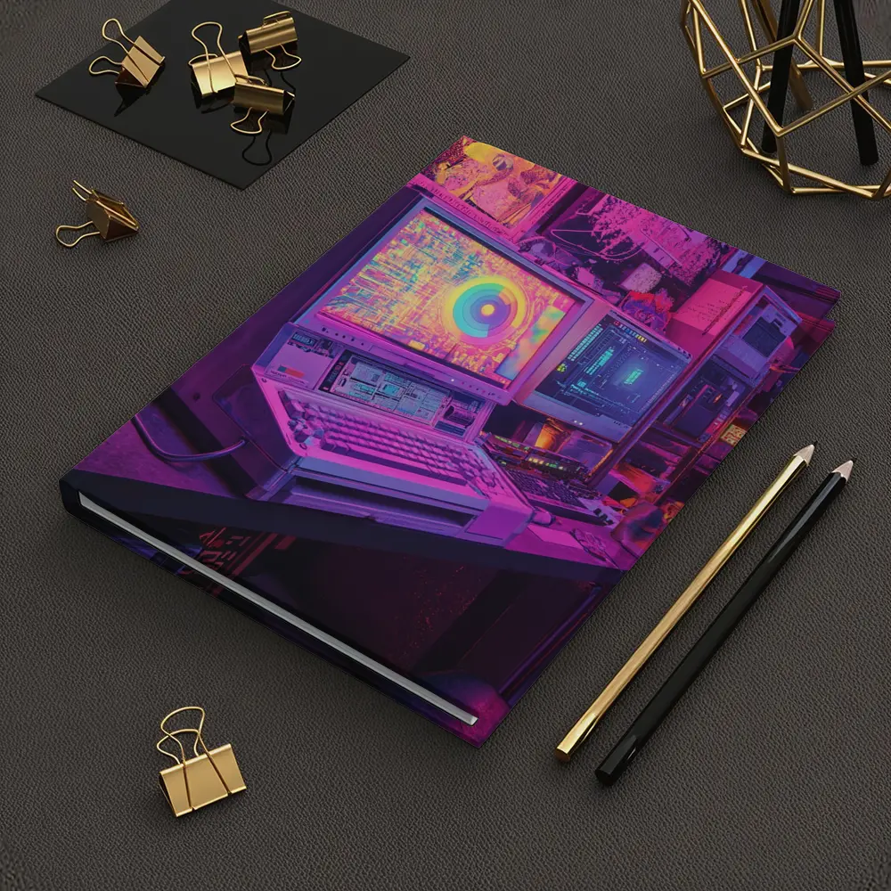 Retro Computer Setup Neon Cyberpunk Room – Notebooks