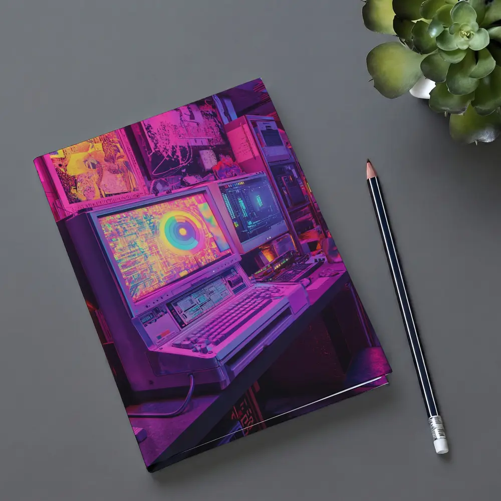 Retro Computer Setup Neon Cyberpunk Room – Notebooks