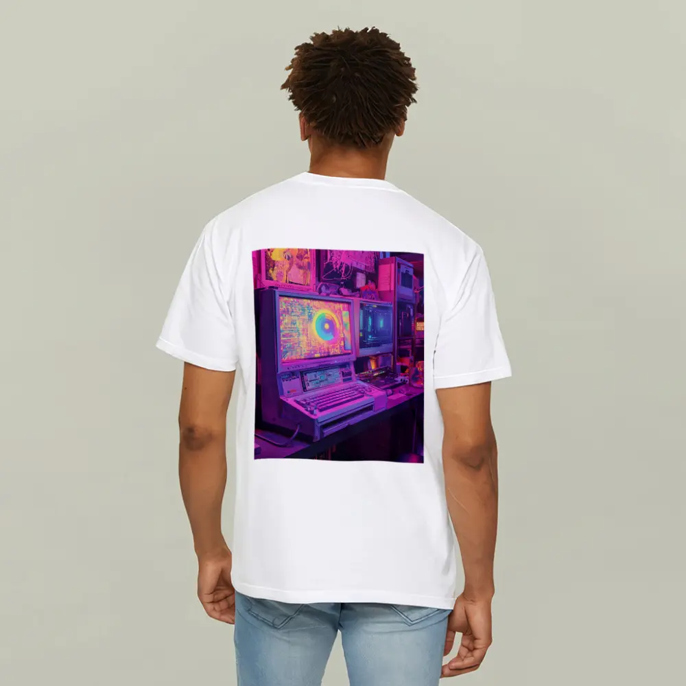 Retro Computer Setup Neon Cyberpunk Room – T-Shirts