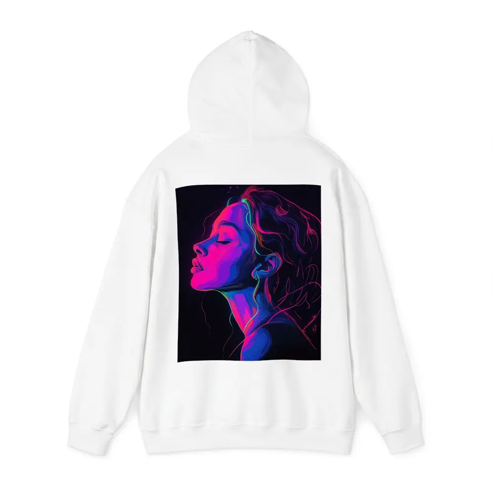 Neon Woman Portrait Dark Background Illustration – Hoodies