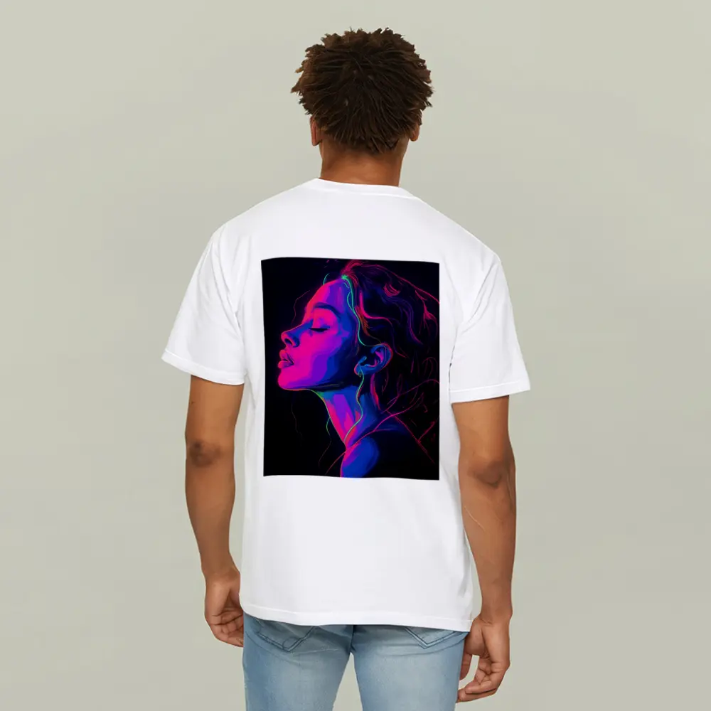 Neon Woman Portrait Dark Background Illustration – T-Shirts