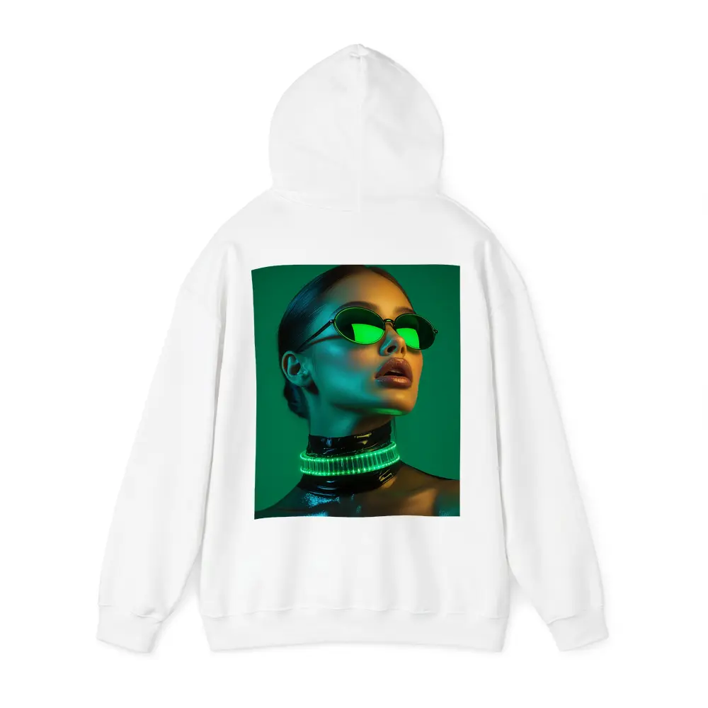 Neon Green Woman Portrait Cyberpunk Style – Hoodies