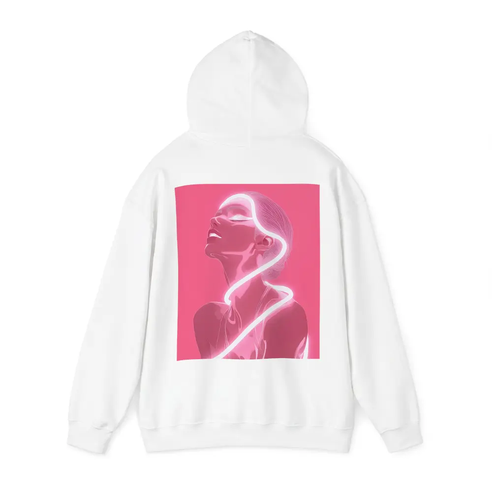 Neon Line Woman Portrait Pink Background Art – Hoodies