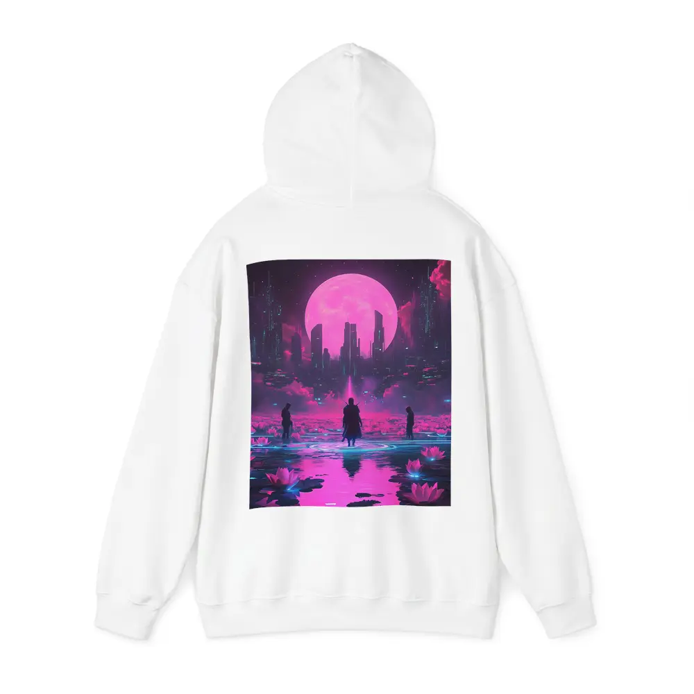Cyberpunk Samurai Neon City Pink Moon – Hoodies