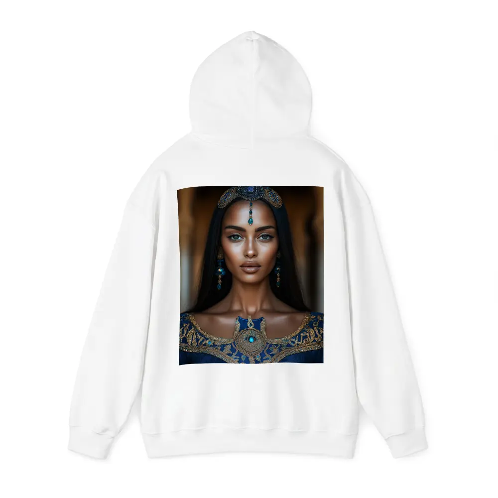 Royal Woman Blue Gold Arabian Palace Portrait – Hoodies