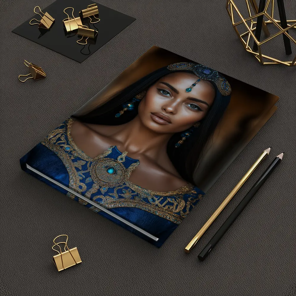Royal Woman Blue Gold Arabian Palace Portrait – Notebooks
