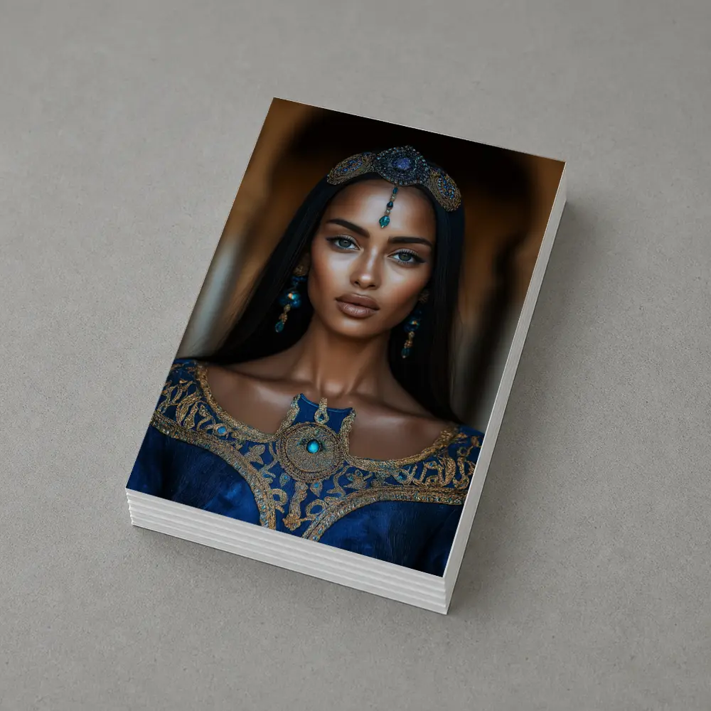 Royal Woman Blue Gold Arabian Palace Portrait – Postcards