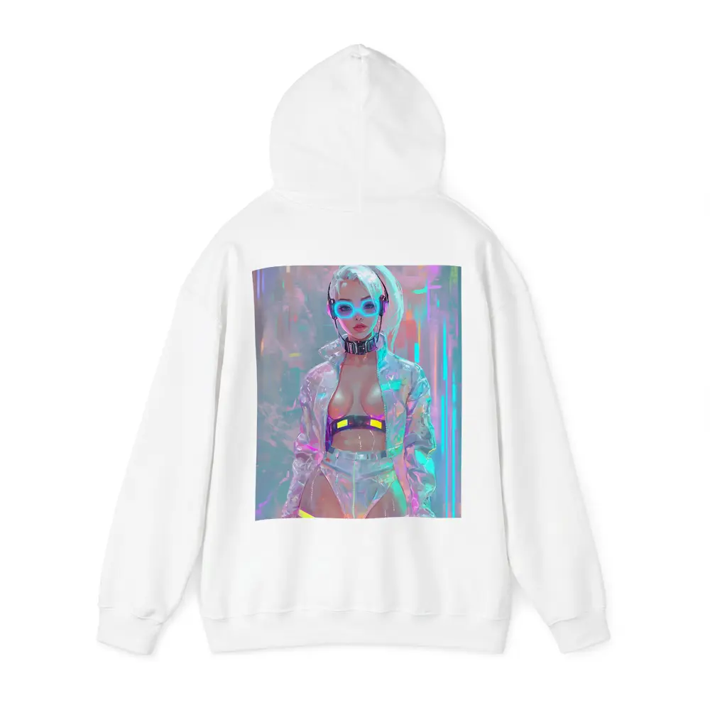 Cyberpunk Girl Neon Holographic Futuristic Art – Hoodies