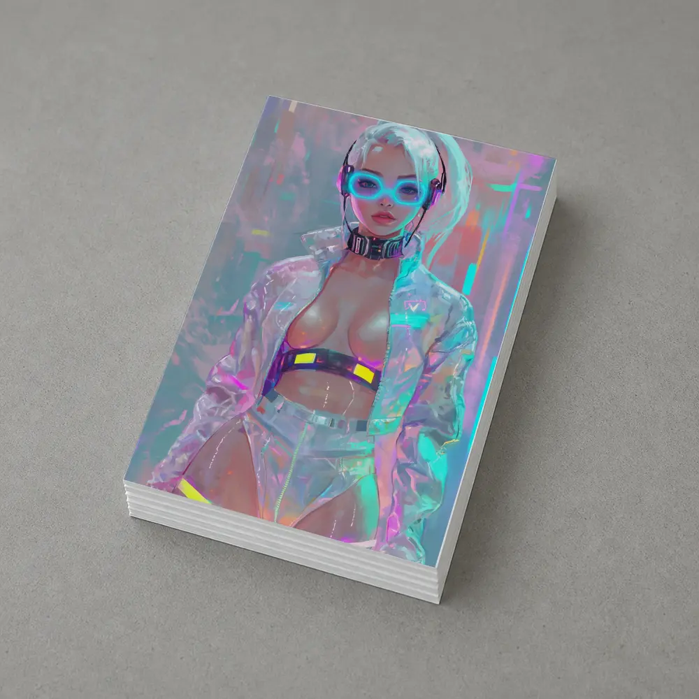 Cyberpunk Girl Neon Holographic Futuristic Art – Postcards