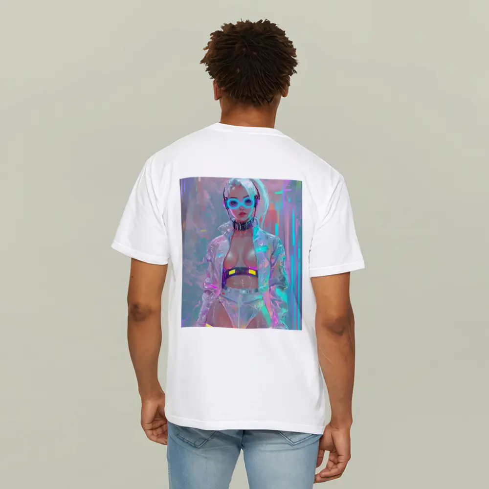 Cyberpunk Girl Neon Holographic Futuristic Art – T-Shirts