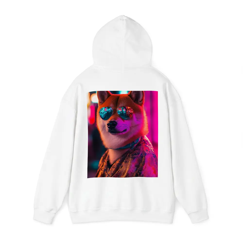 Shiba Inu Dog Sunglasses Neon City Night – Hoodies