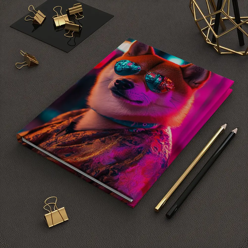 Shiba Inu Dog Sunglasses Neon City Night – Notebooks