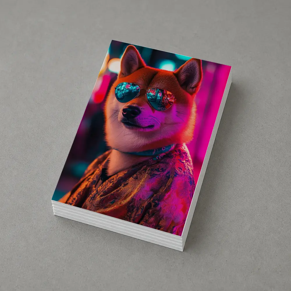 Shiba Inu Dog Sunglasses Neon City Night – Postcards