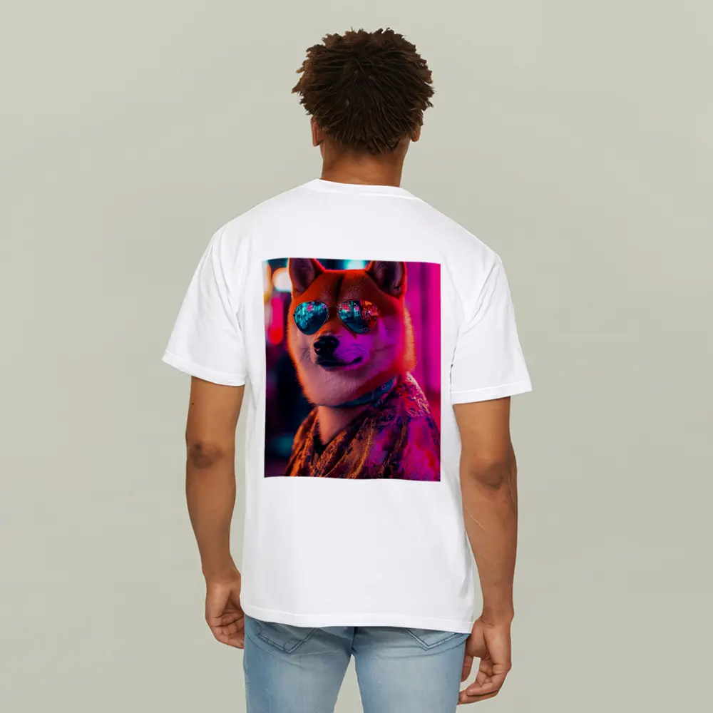 Shiba Inu Dog Sunglasses Neon City Night – T-Shirts
