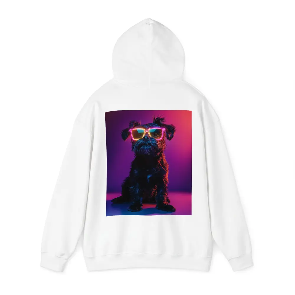Black Affenpinscher Dog Neon Sunglasses Purple Background – Hoodies