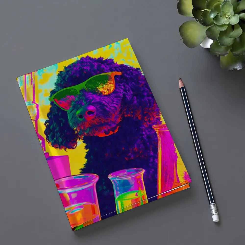 Poodle Dog Scientist Neon Pop Art – Notebooks