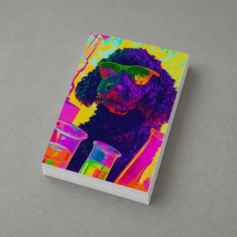 Poodle Dog Scientist Neon Pop Art – Postcards