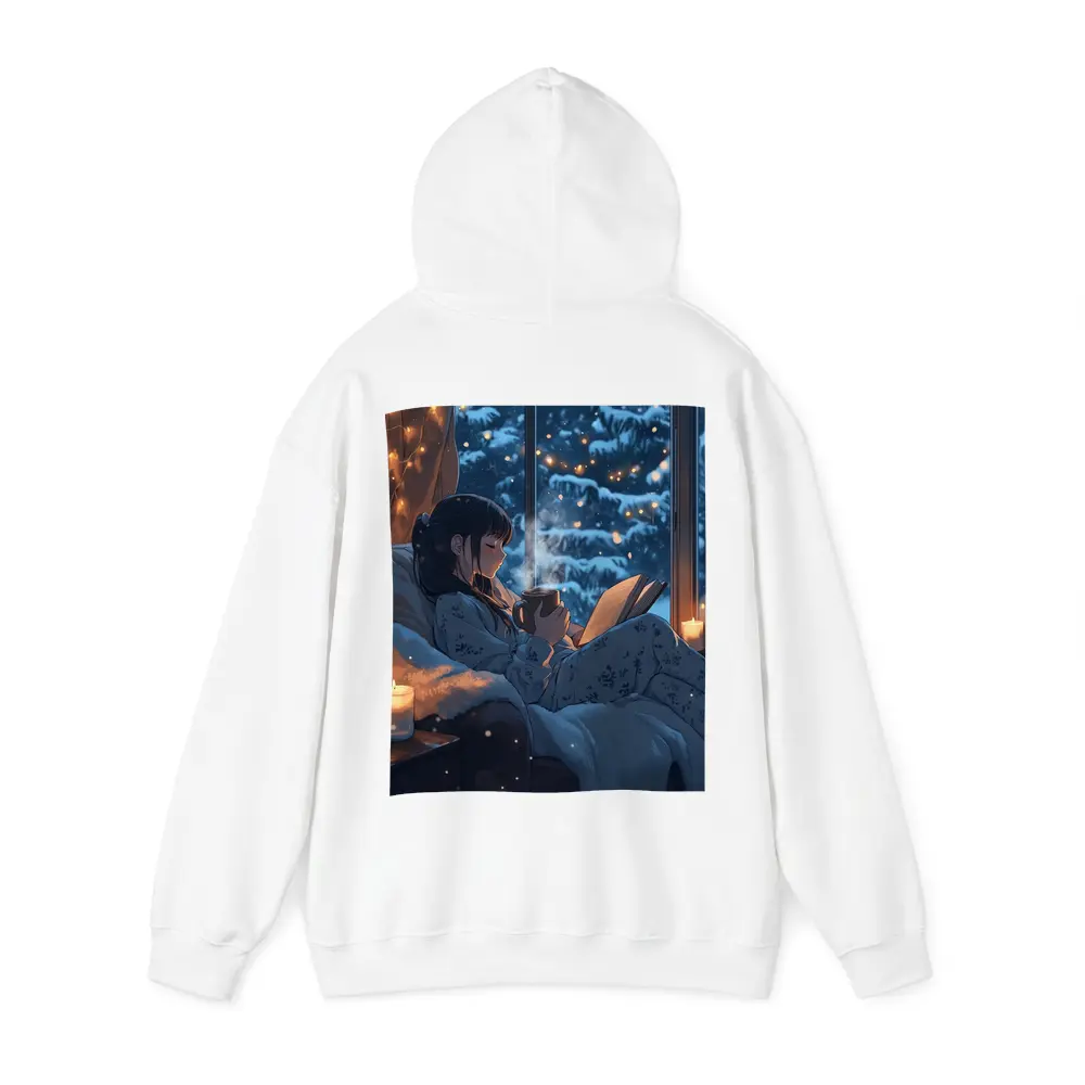 Anime Girl Reading Book Snowy Winter Night – Hoodies