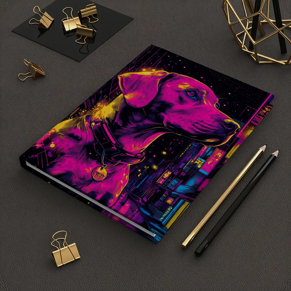 Labrador Dog Neon Cyberpunk City Night – Notebooks
