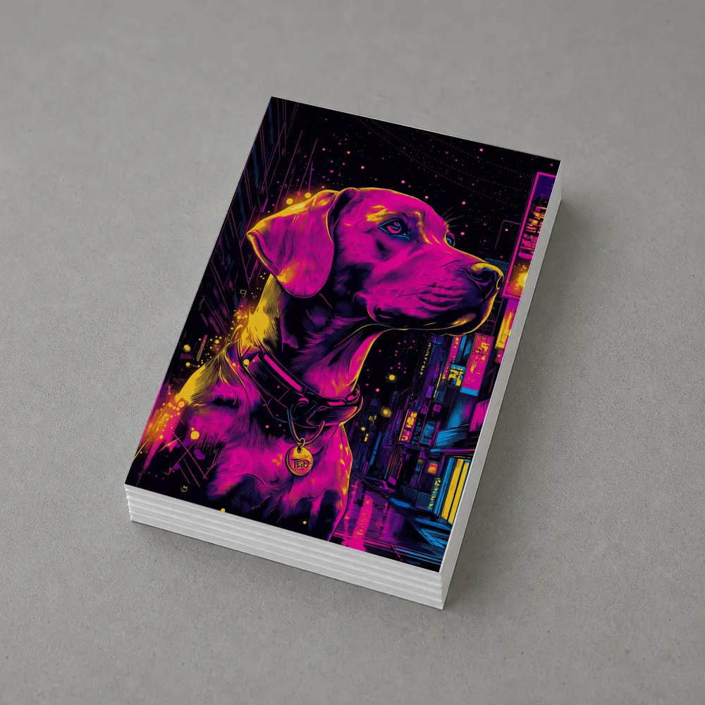 Labrador Dog Neon Cyberpunk City Night – Postcards
