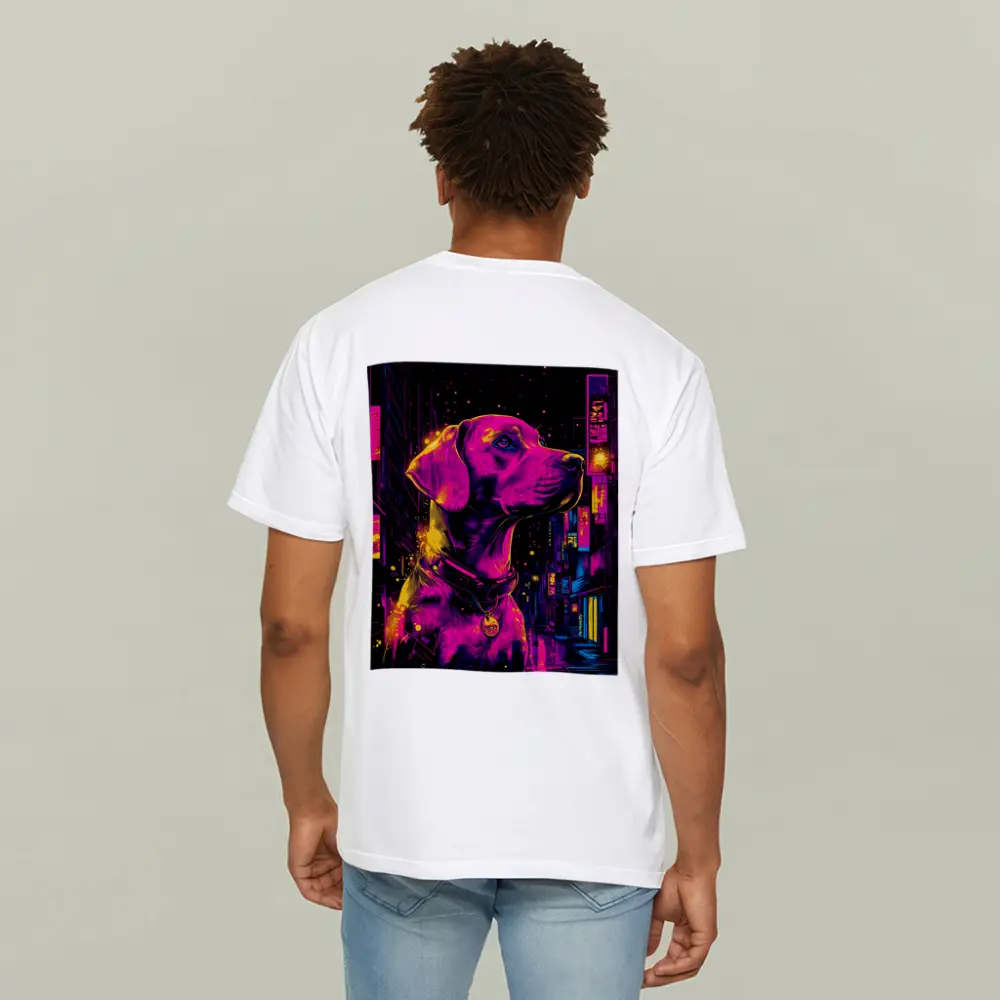 Labrador Dog Neon Cyberpunk City Night – T-Shirts