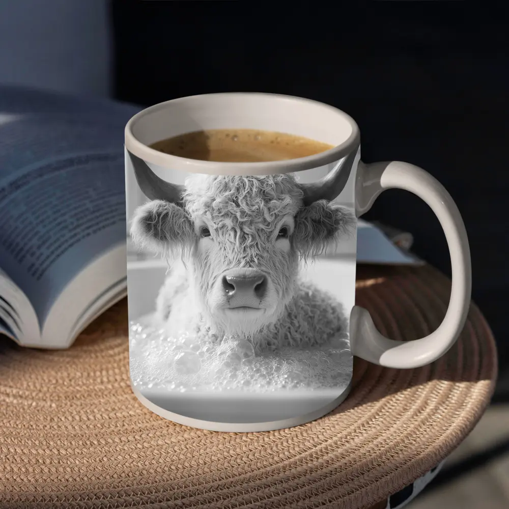Highland Cow Relaxing In Bubble Bath – Mugs