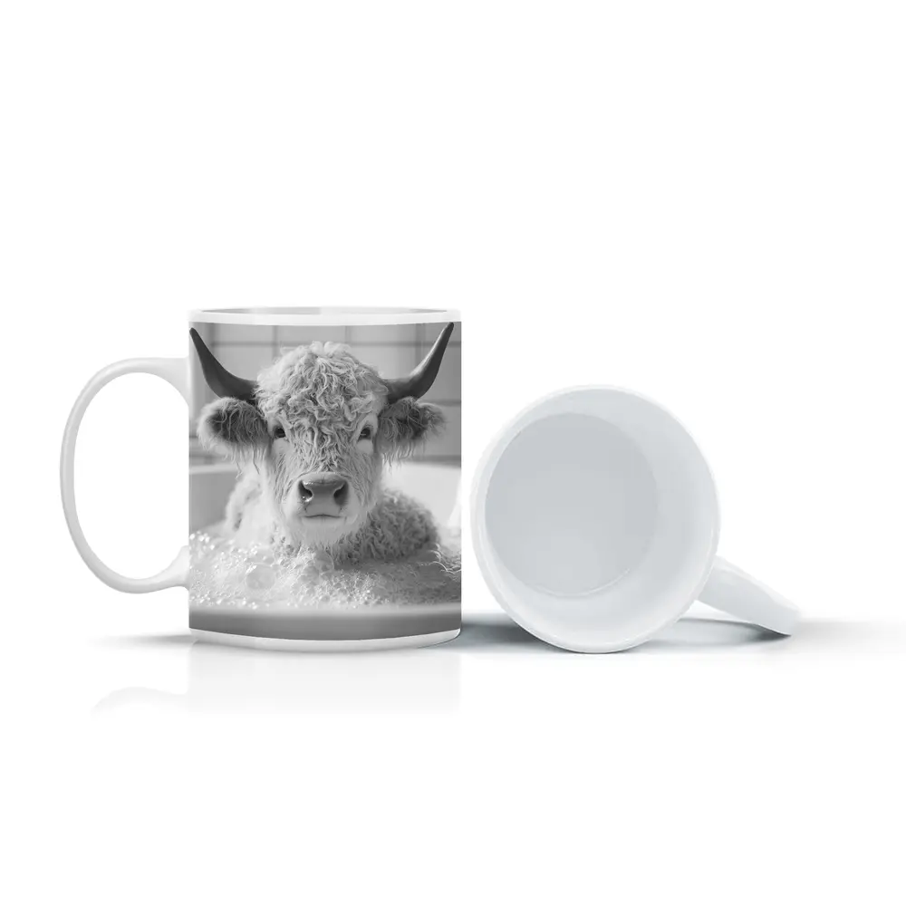 Highland Cow Relaxing In Bubble Bath – Mugs