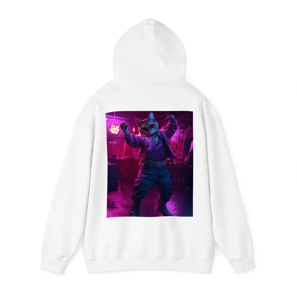 Cool Cat Dancing in Neon Night Club – Hoodies