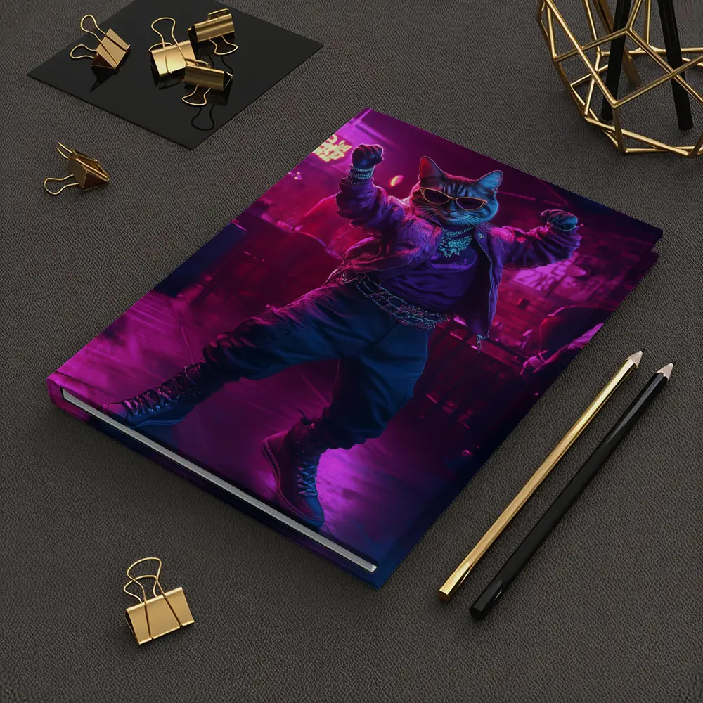 Cool Cat Dancing in Neon Night Club – Notebooks