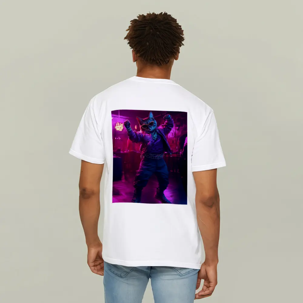 Cool Cat Dancing in Neon Night Club – T-Shirts
