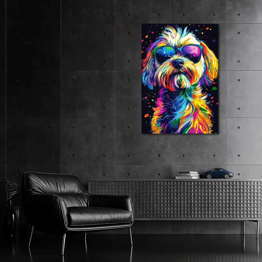 Colorful Shih Tzu Dog Wearing Sunglasses Pop Art – Wall Art