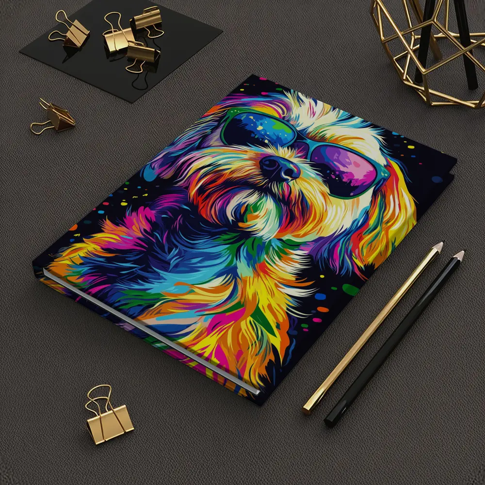 Colorful Shih Tzu Dog Wearing Sunglasses Pop Art – Notebooks