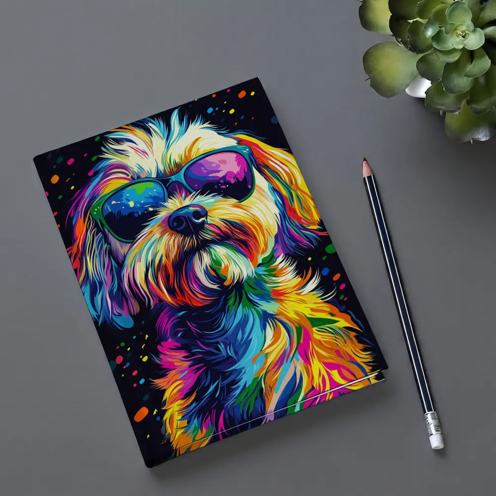 Colorful Shih Tzu Dog Wearing Sunglasses Pop Art – Notebooks