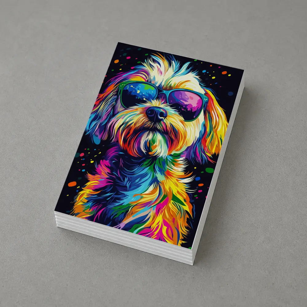 Colorful Shih Tzu Dog Wearing Sunglasses Pop Art – Postcards