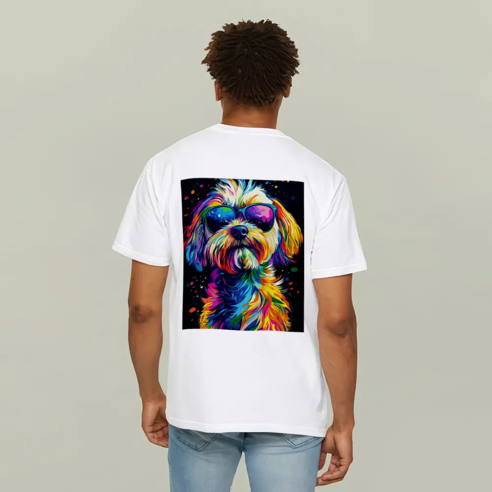Colorful Shih Tzu Dog Wearing Sunglasses Pop Art – T-Shirts