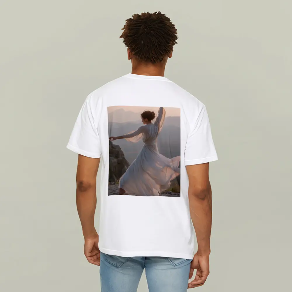 Woman Dancing White Dress Mountain Sunset – T-Shirts