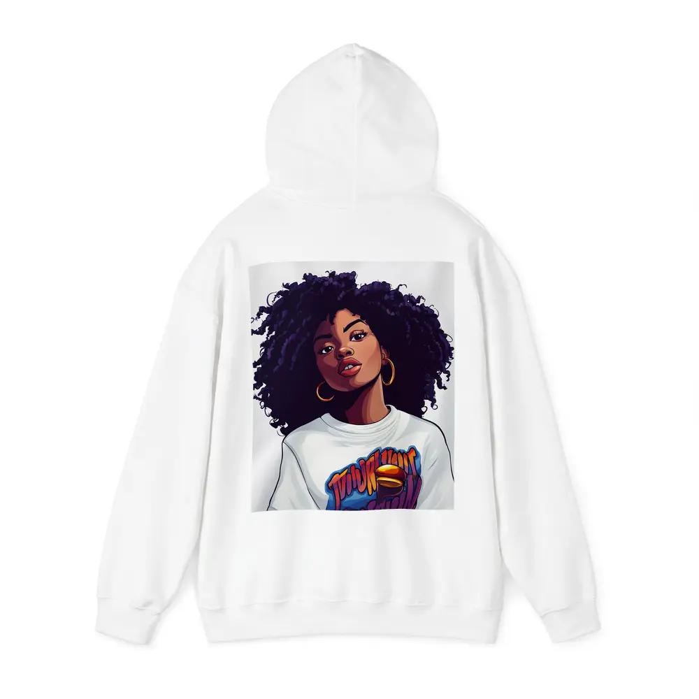 Cartoon Black Woman Curly Hair Streetwear Style – Hoodies
