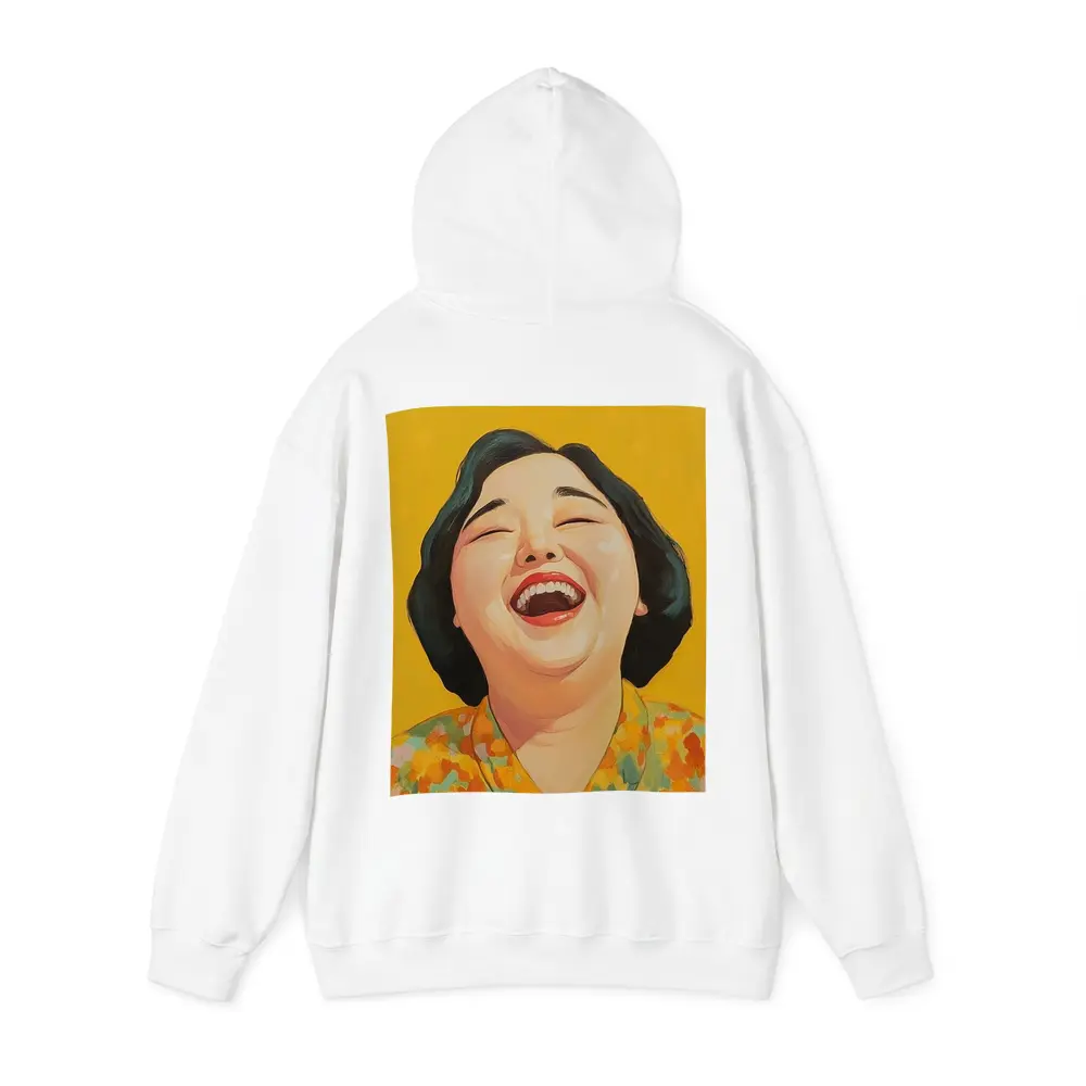 Laughing Woman Portrait Yellow Background Pop Art – Hoodies