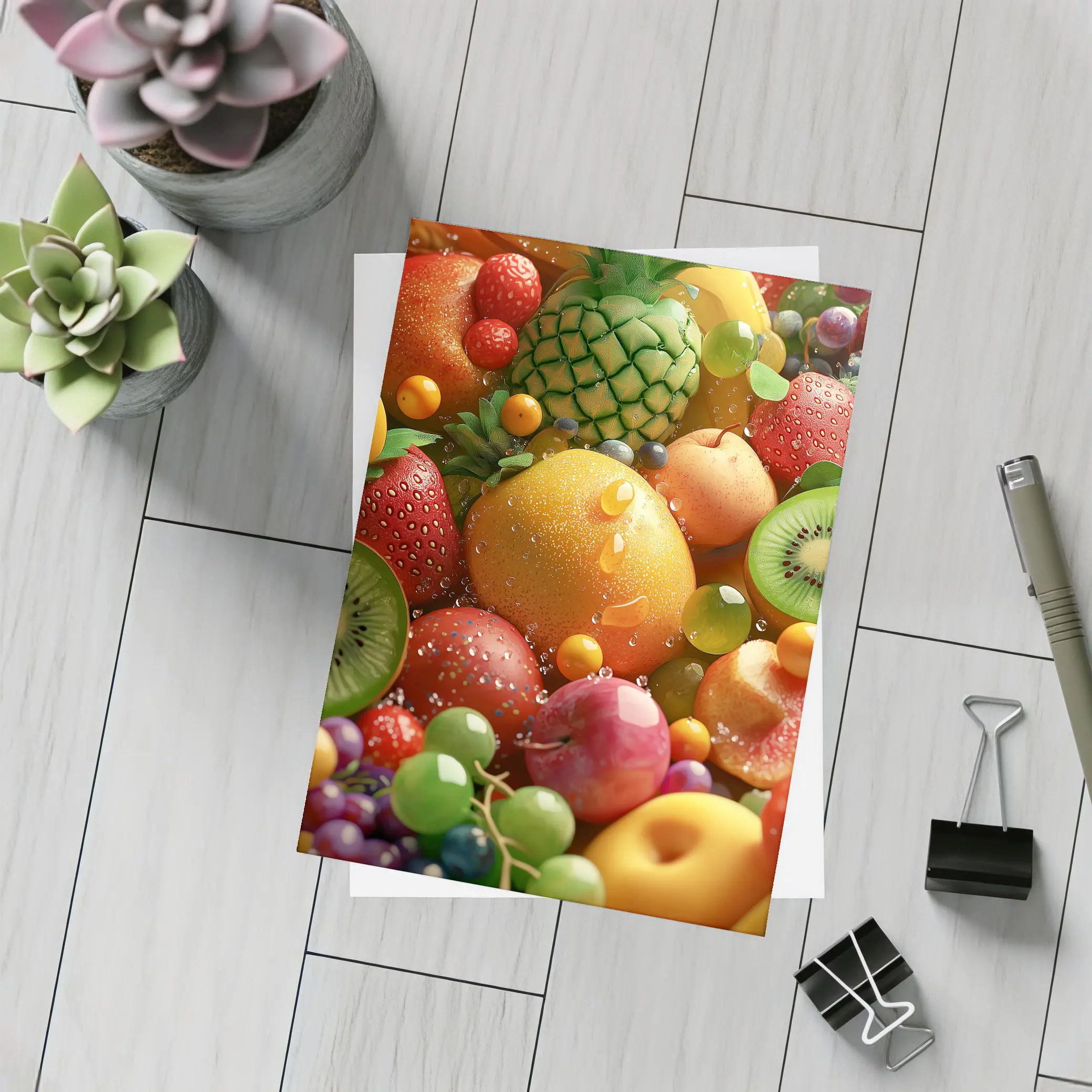 Colorful Tropical Fruits Fresh Summer Arrangement – Postcards