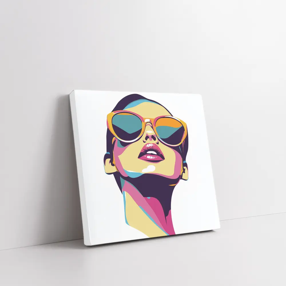 Pop Art Woman With Sunglasses White Background – Wall Art