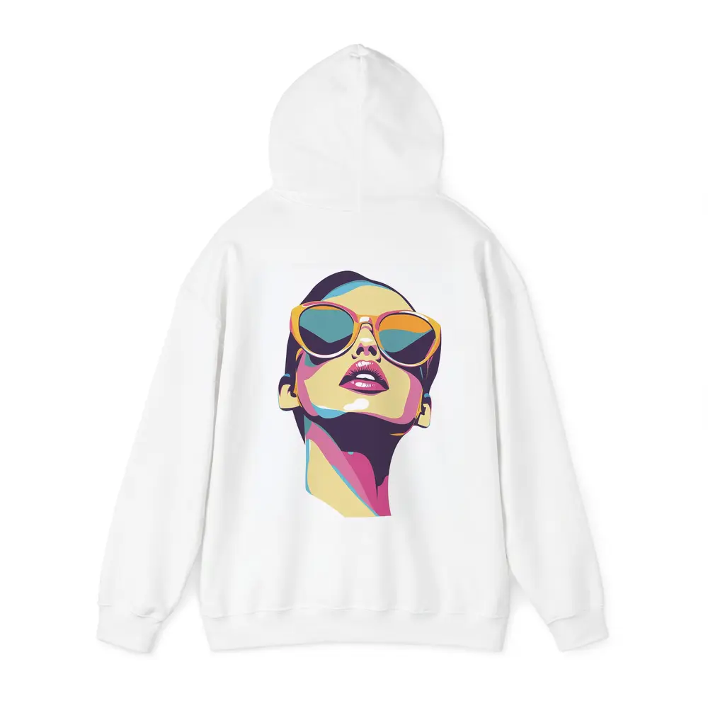 Pop Art Woman With Sunglasses White Background – Hoodies