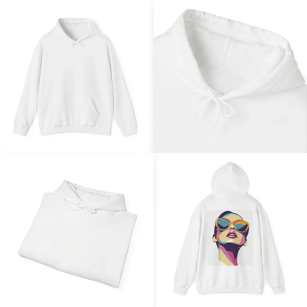 Pop Art Woman With Sunglasses White Background – Hoodies