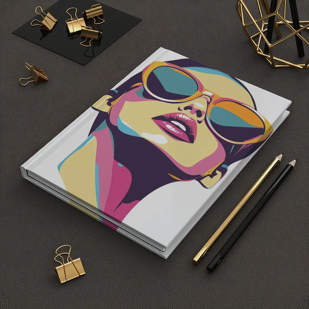 Pop Art Woman With Sunglasses White Background – Notebooks