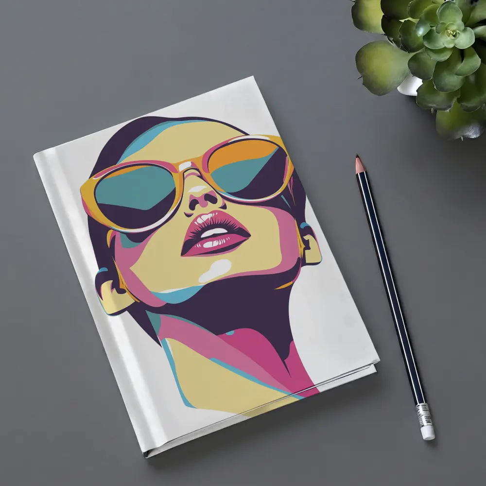 Pop Art Woman With Sunglasses White Background – Notebooks