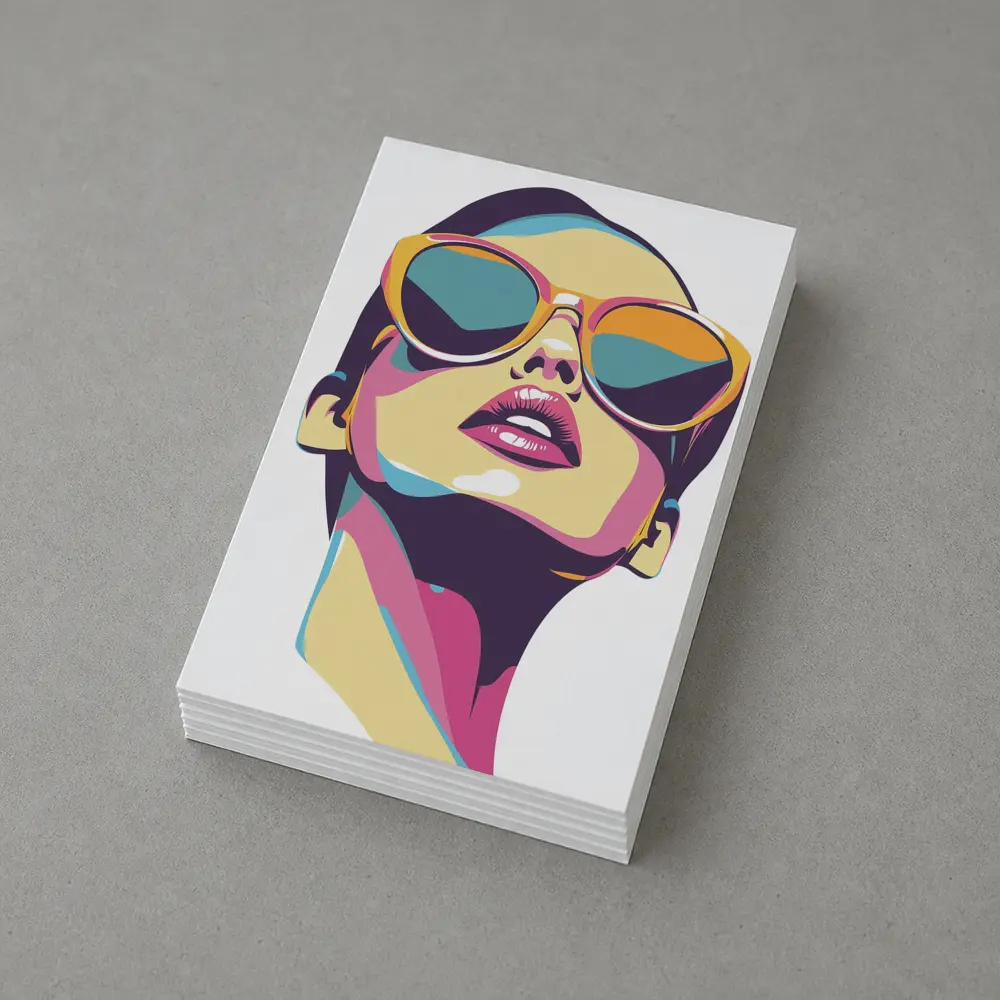 Pop Art Woman With Sunglasses White Background – Postcards