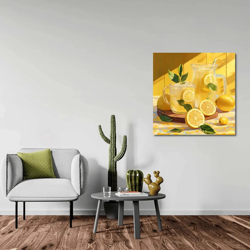 Lemonade Pitcher Glass Summer Yellow Kitchen – Wall Art