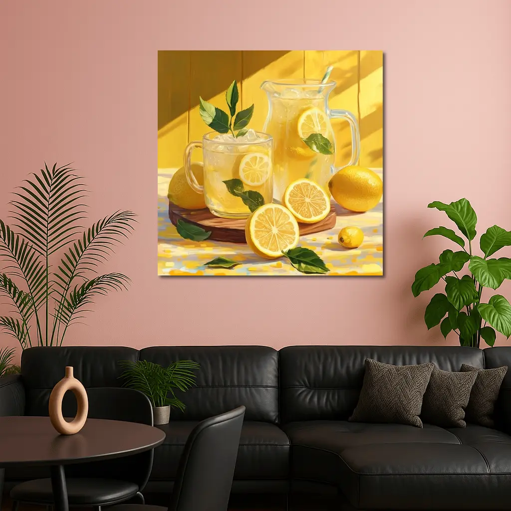 Lemonade Pitcher Glass Summer Yellow Kitchen – Wall Art