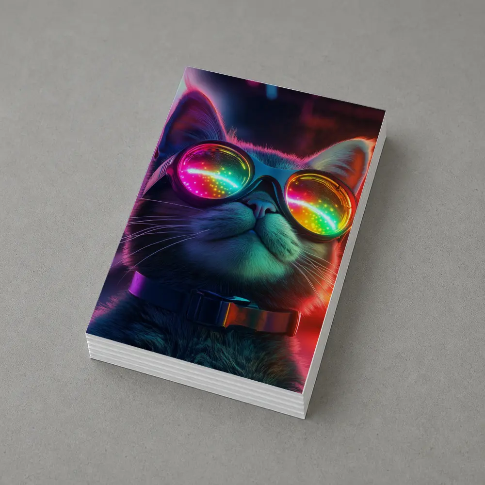 Cool Cat Neon Glasses Cyberpunk Night – Postcards